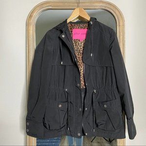Betsey Johnson Trench Rain Coat Black size S Black